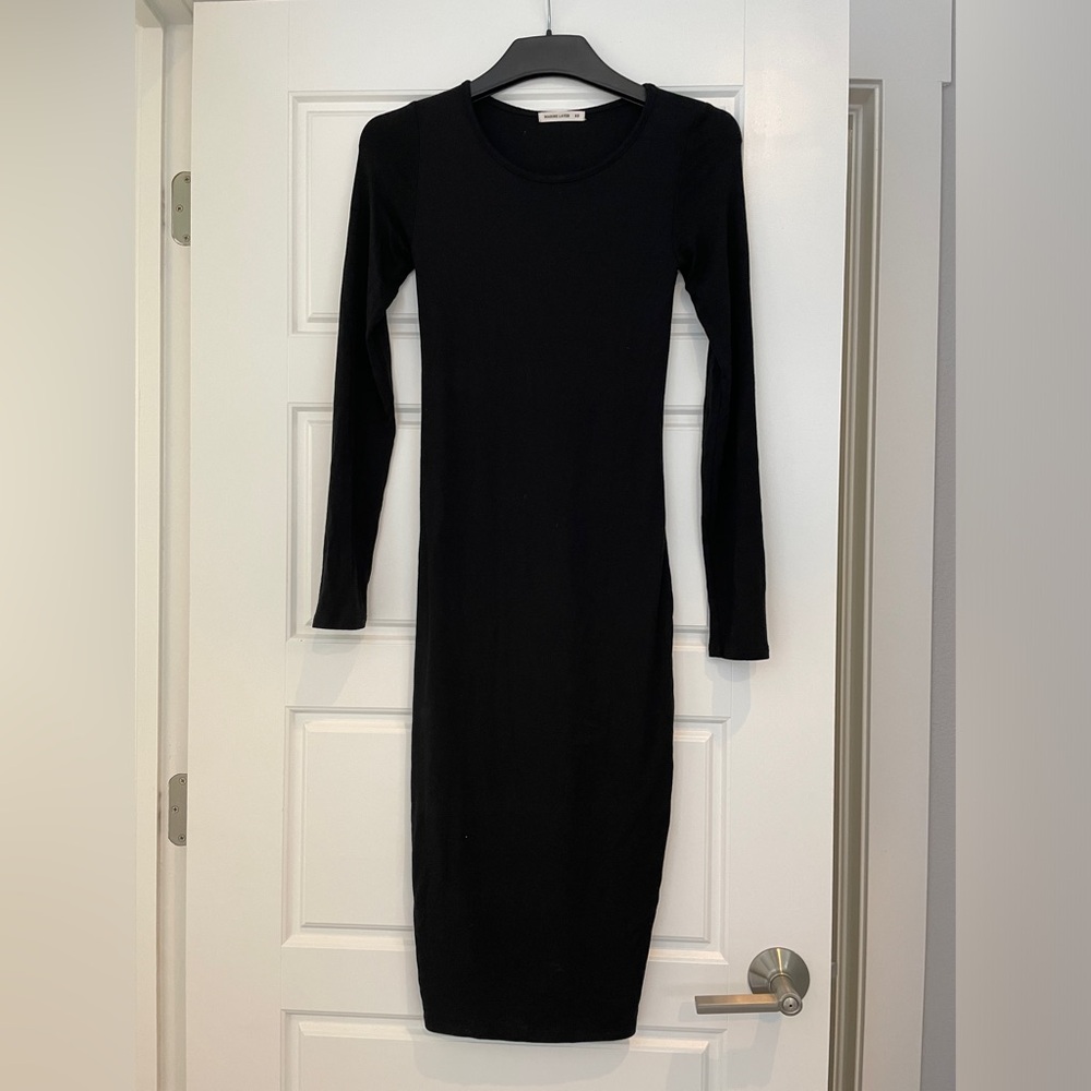 Marine layer- Lexi Longsleeve Midi Dress in Black XS
